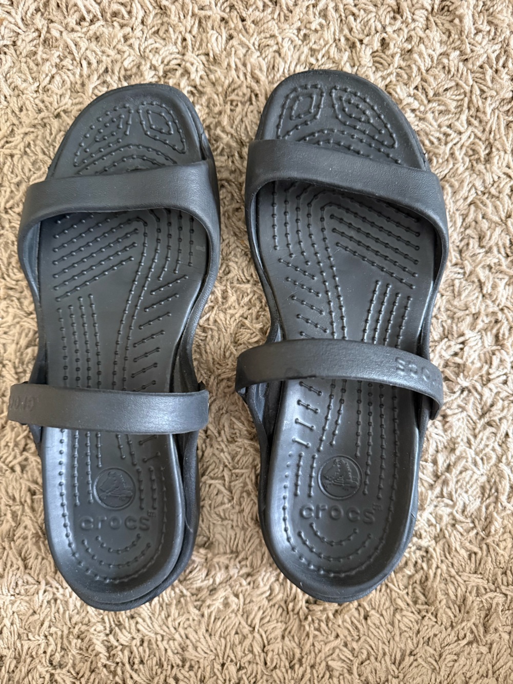 CROCS Black Women's Two-Strap Slide Sandals size 10